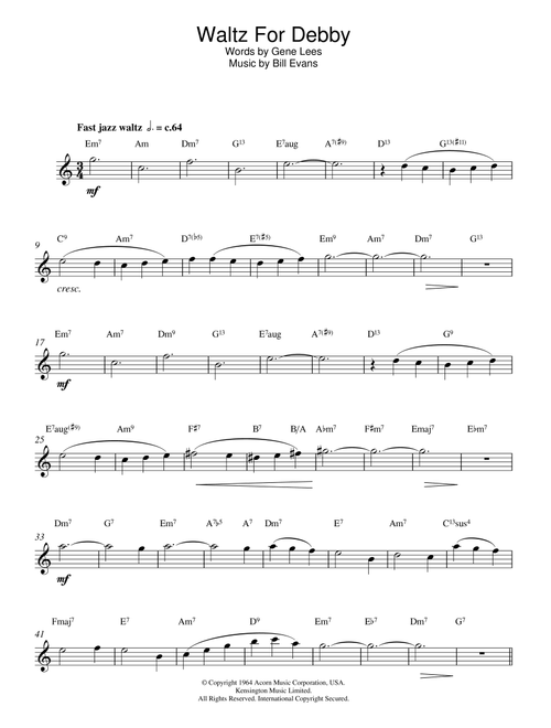 Waltz For Debby - Bill Evans (Alto Sax Solo)