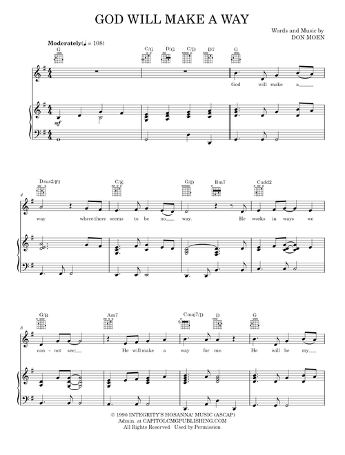 God Will Make A Way - Don Moen (Piano-Vocal-Guitar)