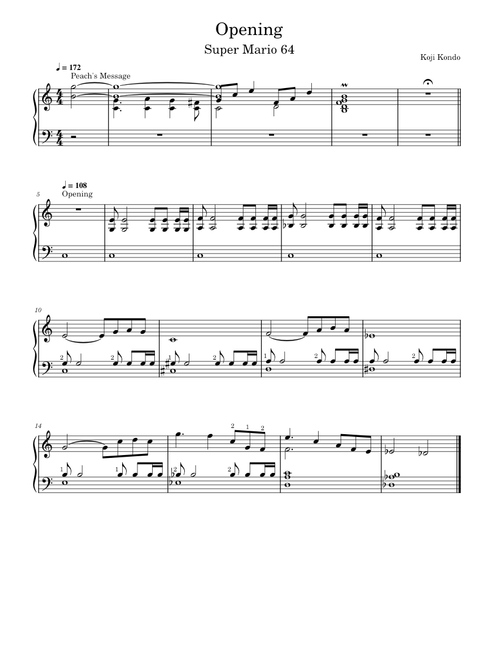 Super mario 64 - opening – Koji Kondo arranged for Piano