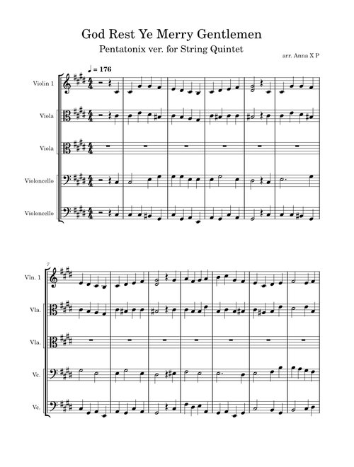 God Rest Ye Merry, Gentlemen for string Quintet