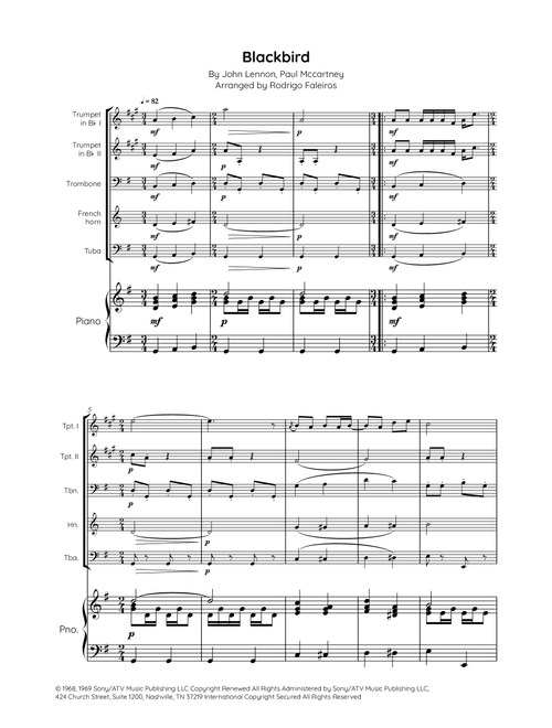 Blackbird (Arr. Rodrigo Faleiros) - The Beatles (Small Ensemble)