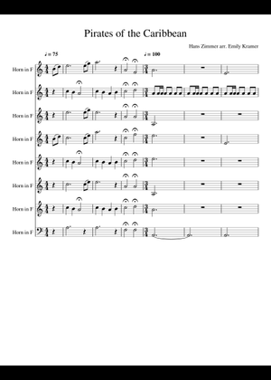 Pirates of the Caribbean Sheet Music for French horn, Trumpet