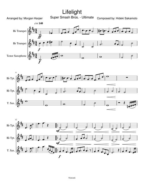 Lifelight (SSB Ultimate Theme) | Bb Trumpets and Tenor Saxophone
