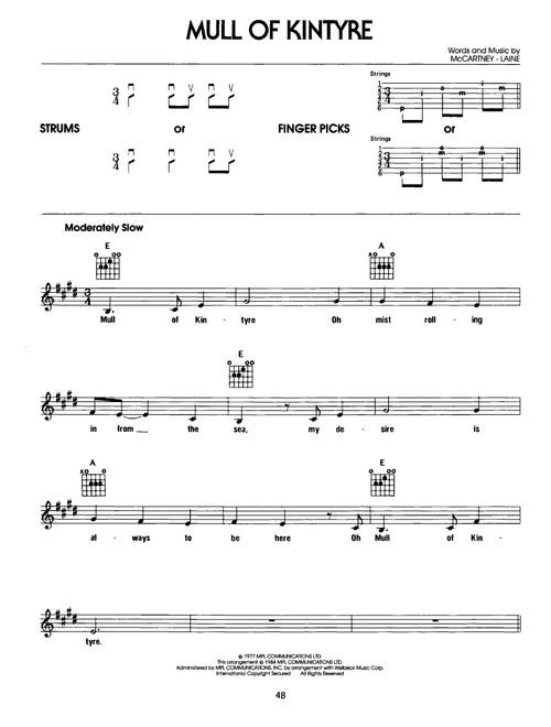Mull Of Kintyre - Wings (Easy Guitar)