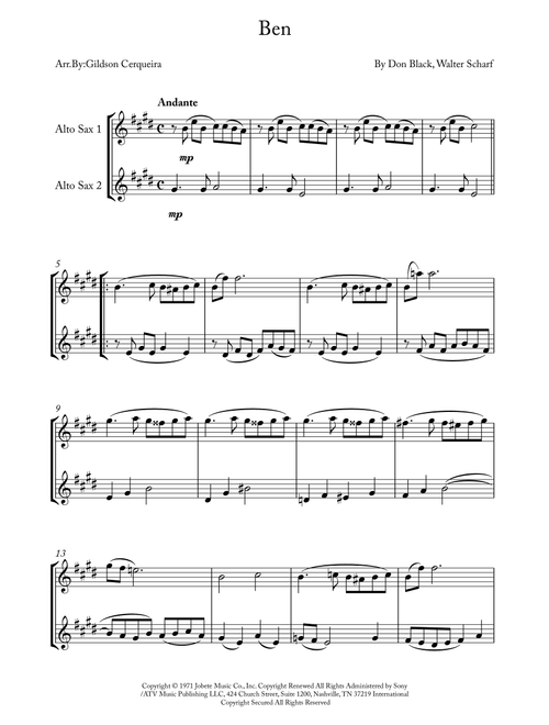 Ben (Arr. Gildson Cerqueira) - Michael Jackson (Alto Saxophone Duet)