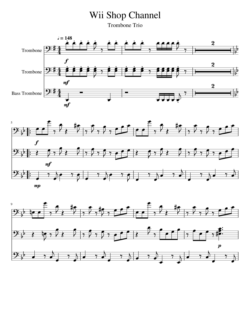 Wii Shop Channel - Trombone Trio Sheet Music for Trombone, Trombone ...