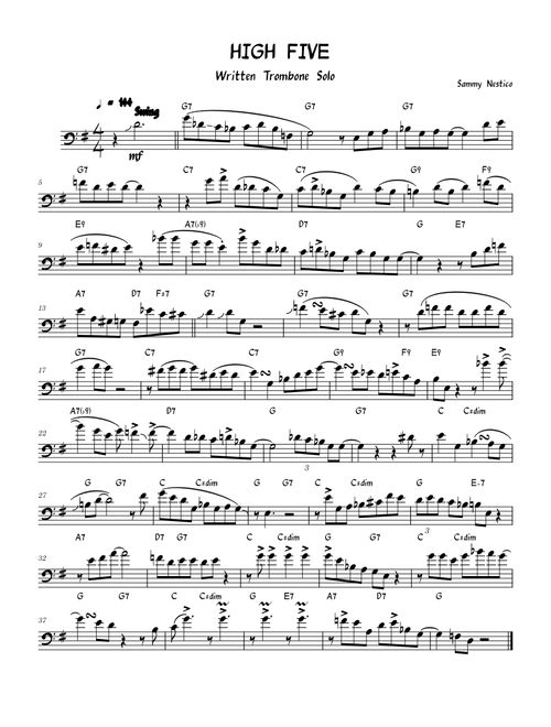 High Five – Sammy Nestico (Written Trombone Solo)