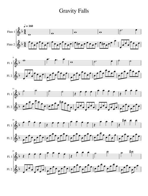 Gravity Falls Theme for Flute Duet
