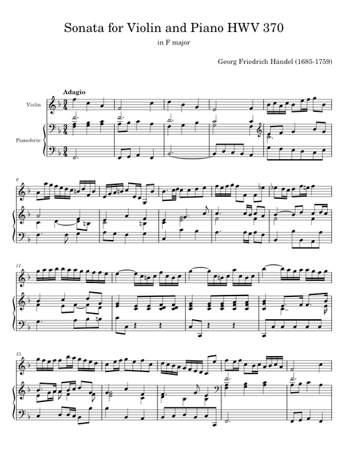 Sonata for Violin and Piano - Georg Friedrich Händel
