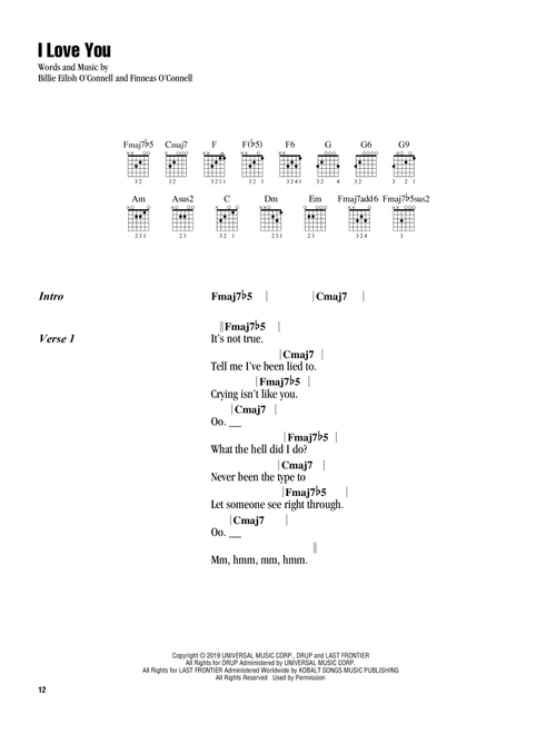i love you - Billie Eilish (Guitar Chords-Lyrics)