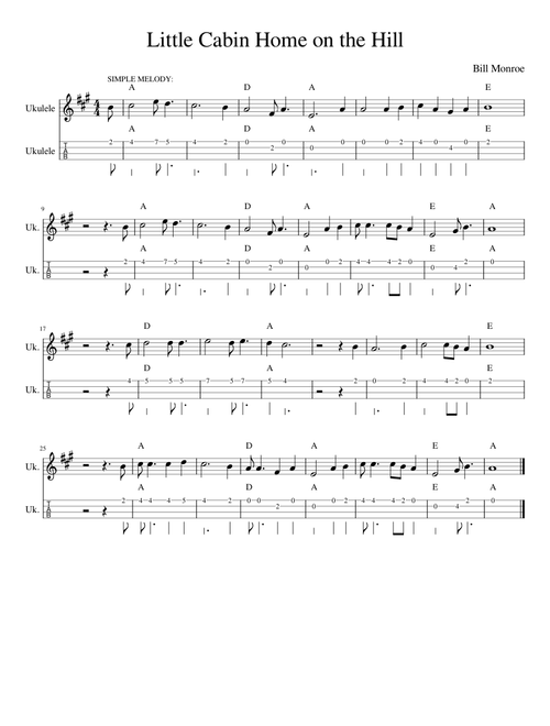 Little Cabin Home on the Hill - Simple Melody