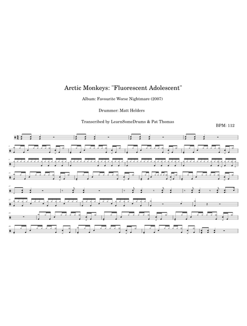 Arctic Monkeys - "Fluorescent Adolescent" (Drum Score)