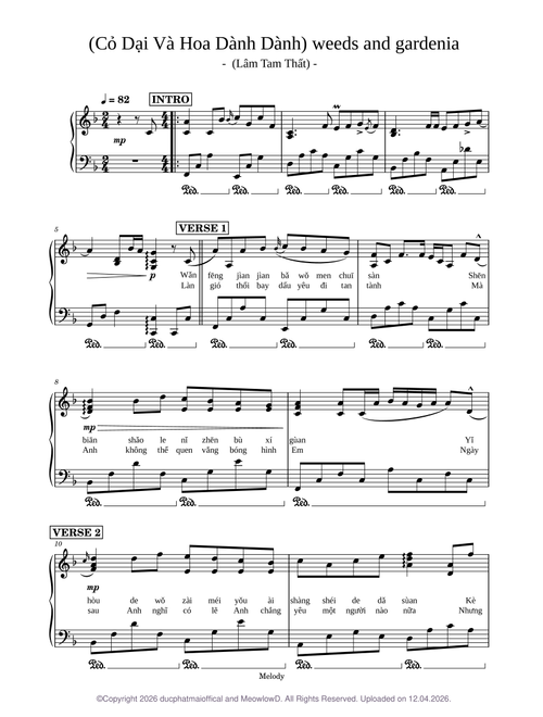 weeds and gardenia (Cỏ Dại Và Hoa Dành Dành) - In F major