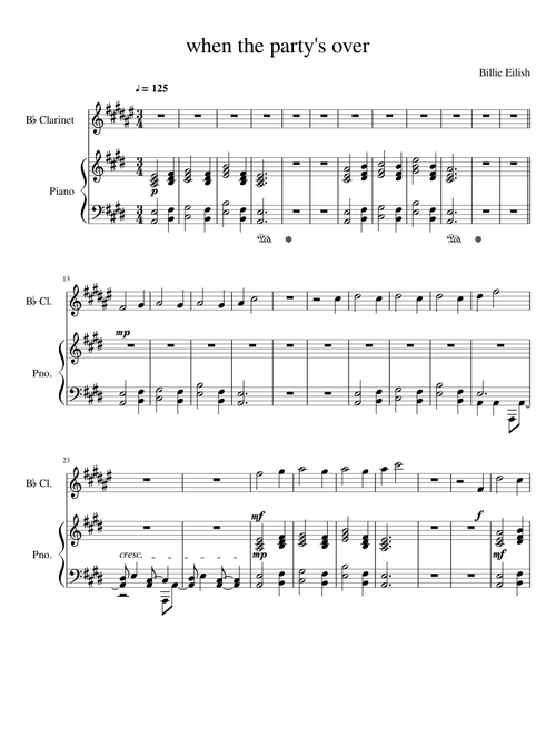 When the party s over Clarinet