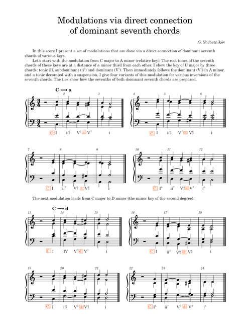 Modulations via direct connection of dominant seventh chords