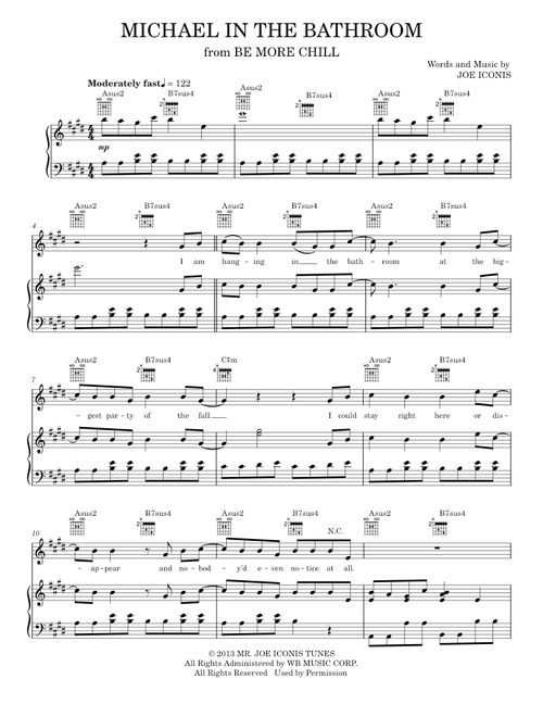 Be More Chill - Michael In The Bathroom (Piano-Vocal-Guitar)