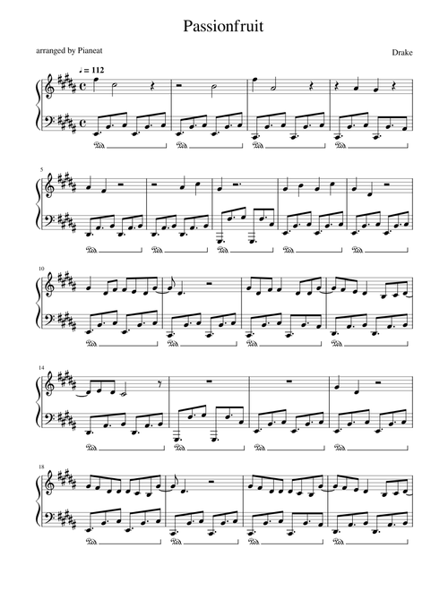 Passionfruit - Drake - piano