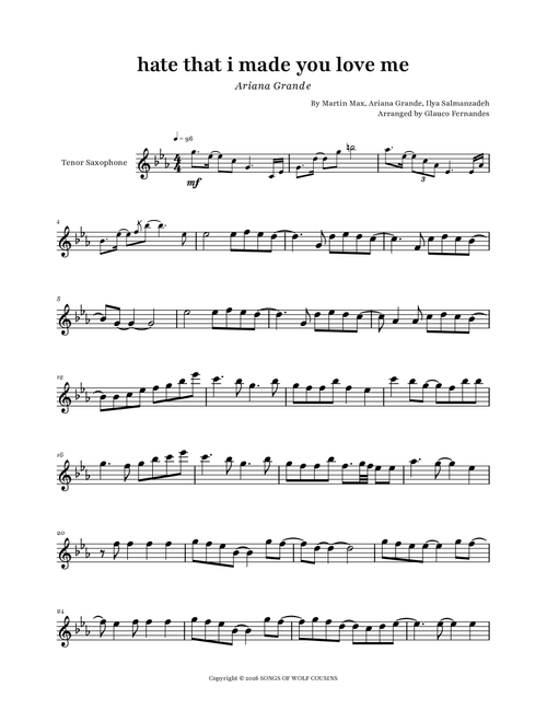 Hate That I Made You Love Me (Arr. Glauco Fernandes) - Ariana Grande, Martin Max, Ilya Salmanzadeh (Tenor Sax Solo)