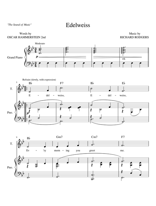 The Sound of Music - Edelweiss | Piano and Voice
