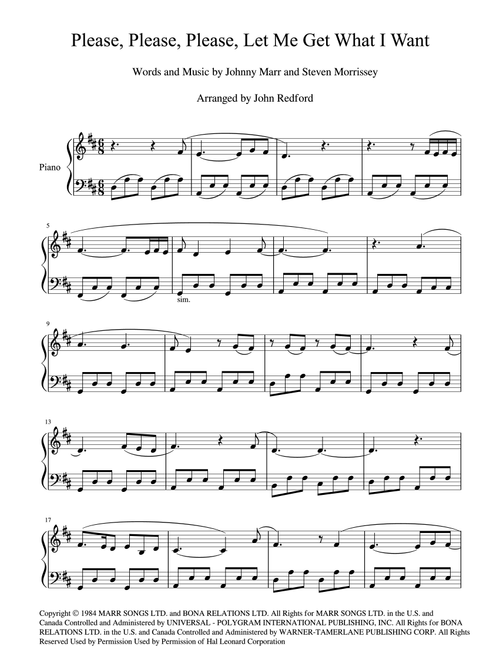 Please, Please, Please, Let Me Get What I Want (Arr. John Redford) - The Smiths (Piano Solo)
