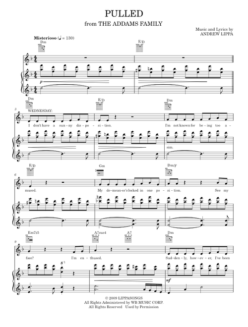 Pulled (from The Addams Family Musical) - Andrew Lippa, The Addams Family Musical (Piano Vocal)