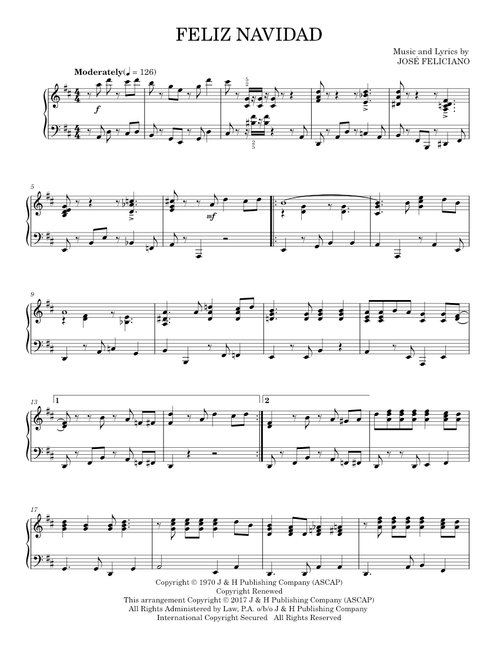 Feliz Navidad - José Feliciano (Piano Solo)