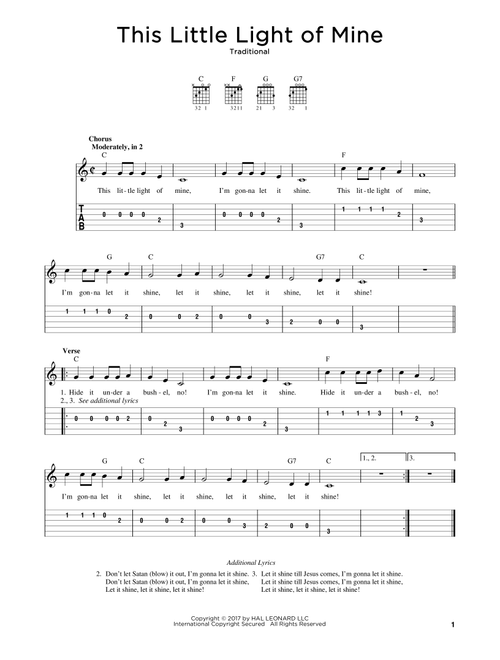 This Little Light Of Mine - Traditional (Easy Guitar with TAB)