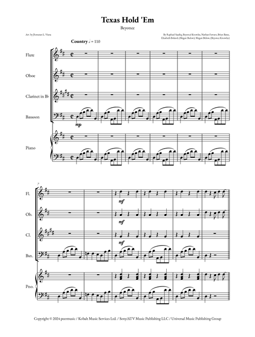 Texas Hold 'em (Arr. Jhonatan Lucio Viana) - Beyoncé (Small Ensemble)
