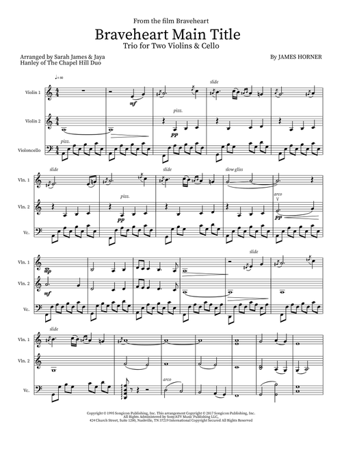 Braveheart Main Title (Arr. Sarah James & Jaya Hanley of The Chapel Hill Duo) - James Horner (Small Ensemble)