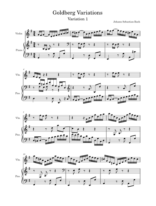 Goldberg Variations BWV 988 – Johann Sebastian Bach Goldberg Variations BWV 988 (Variatio 1. a 1 Clav)– Johann Sebastian Bach