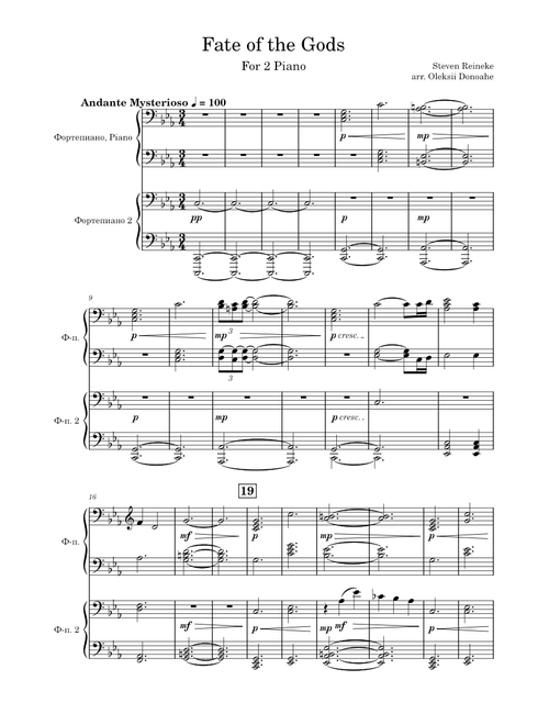Fate of the Gods – Steven Reineke For 2 piano