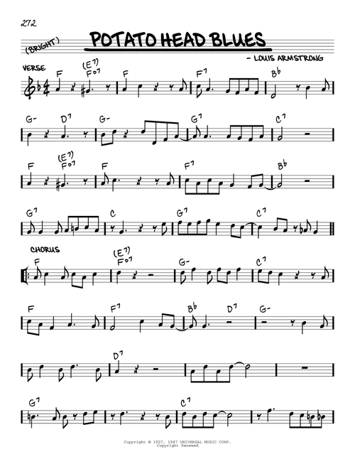 Potato Head Blues (arr. Robert Rawlins) - Louis Armstrong (Real Book - Melody-Chords-Lyrics)