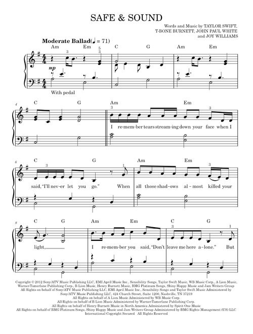 Safe & Sound - Taylor Swift (Easy Piano)