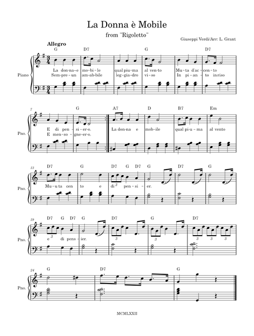 La Donna 'e Mobile – Giuseppe Verdi
