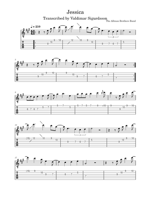 Jessica – The Allman Brothers Band (Lead Guitar)