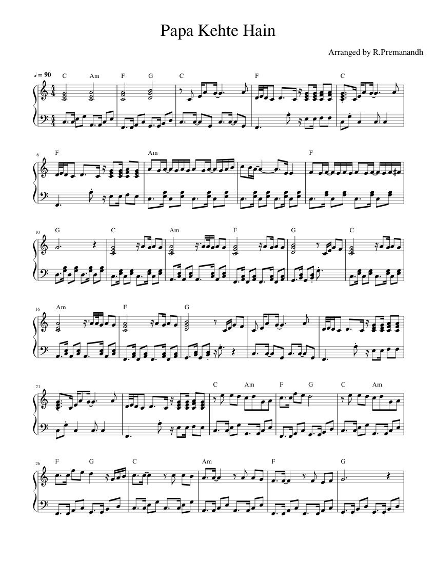 Papa_Kehte_Hain Sheet Music with Chords for Drum group (Solo