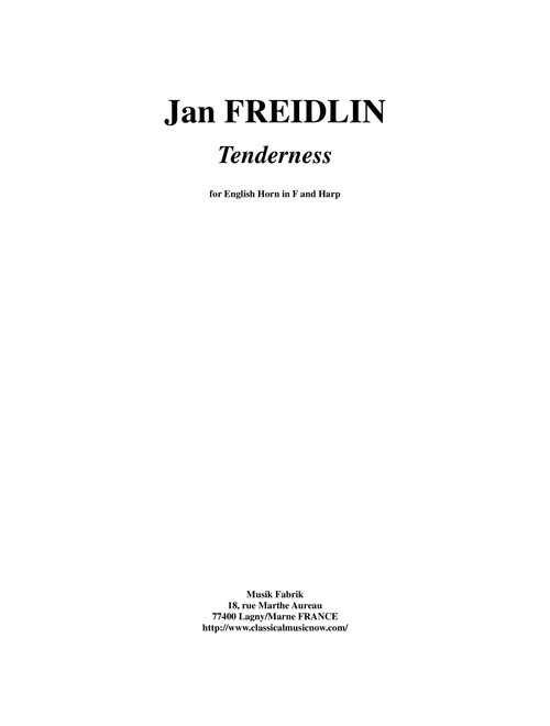 Jan Freidlin: Tenderness for english horn and harp (Instrumental Duet)
