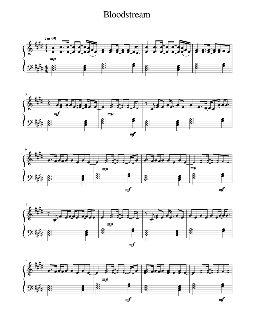Bloodstream The Chainsmokers Sheet music for Piano (Solo)
