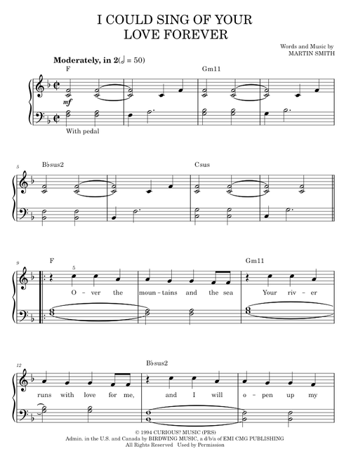 I Could Sing Of Your Love Forever - Delirious?, Passion Band, Sonicflood (Easy Piano)