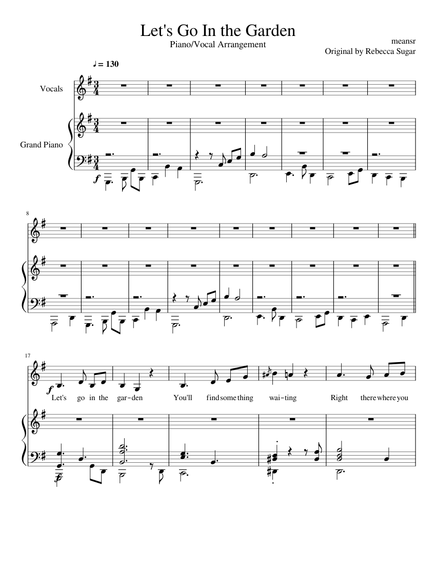 Let's Go In the Garden Piano/Vocal Arrangement Sheet Music for Piano ...