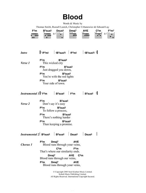 Blood - Editors (Guitar Chords-Lyrics)