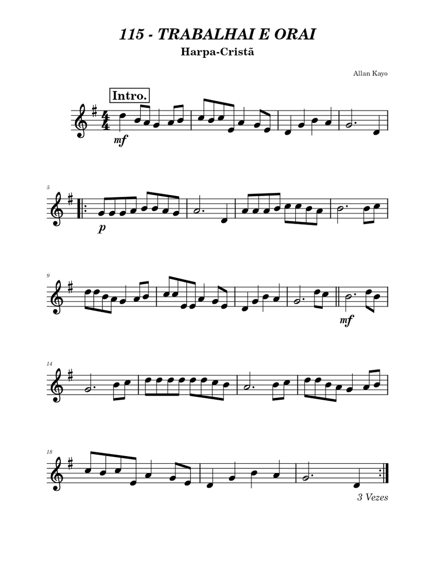 Trabalhai e orai 115 - TRABALHAI E ORAI Sheet music for Piano (Solo ...