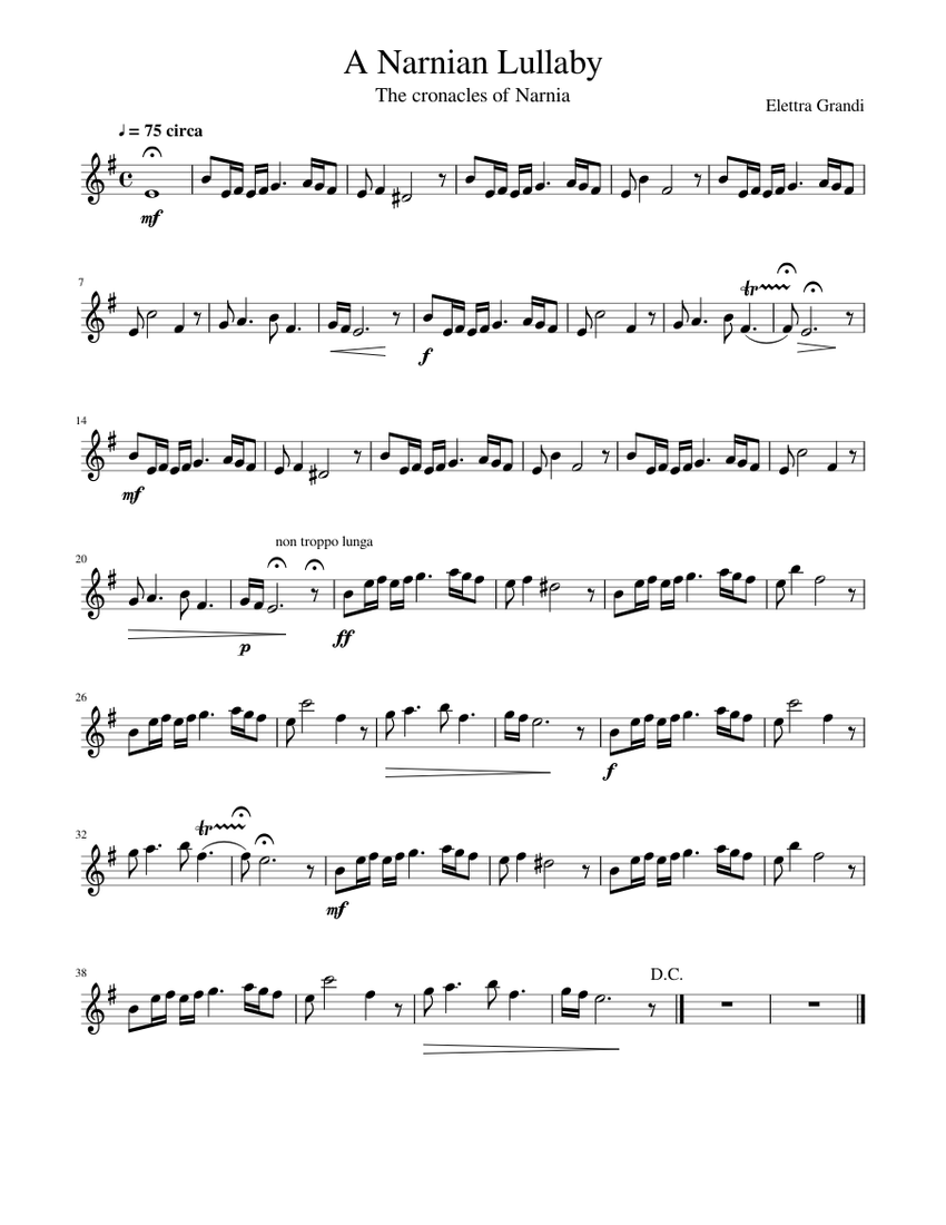 A Narnian Lullaby Flute solo Sheet music for Flute Solo Musescore