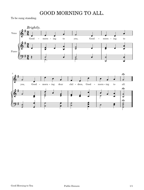 Good Morning to All - origin of "Happy Birthday to You" melody