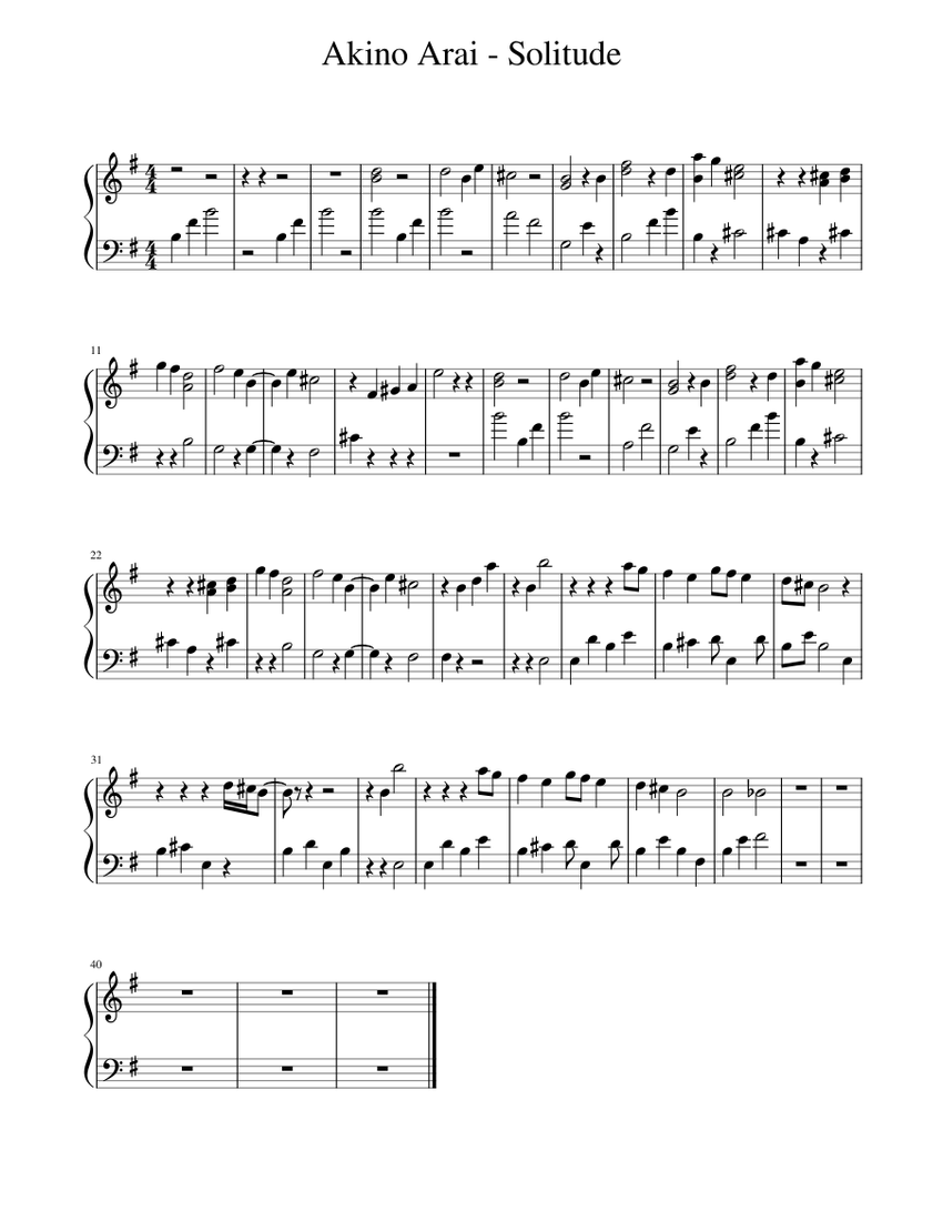 Akino Arai Solitude ( Sad and beautiful Japanese song) Sheet music