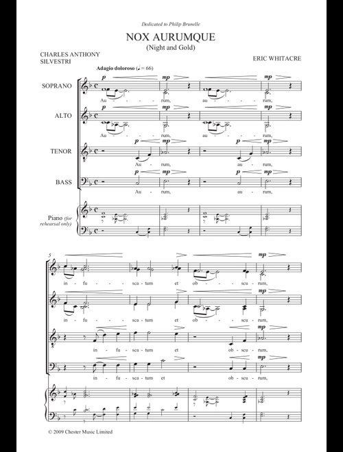 Nox Aurumque (Night and Gold) - Eric Whitacre (Choral, SATB)