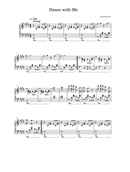 Dance With Me (Arr. Beabadoobee) (Piano Solo)