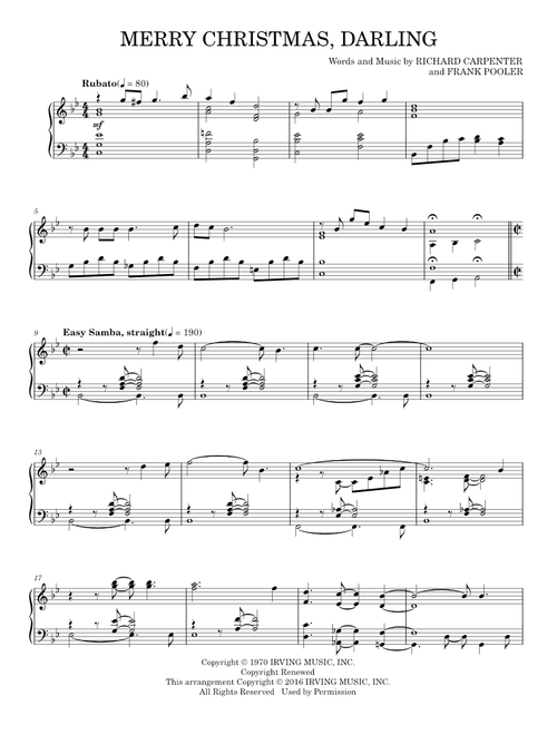 Merry Christmas, Darling - Carpenters (Piano Solo)