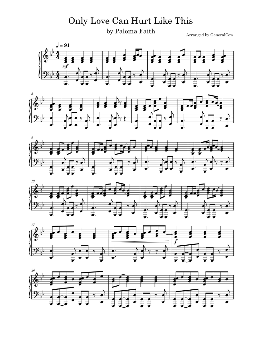 Only love can hurt like this – Paloma Faith (Piano Solo) Sheet Music ...