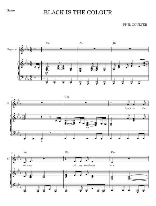 BLACK IS THE COLOUR - PHIL COULTER